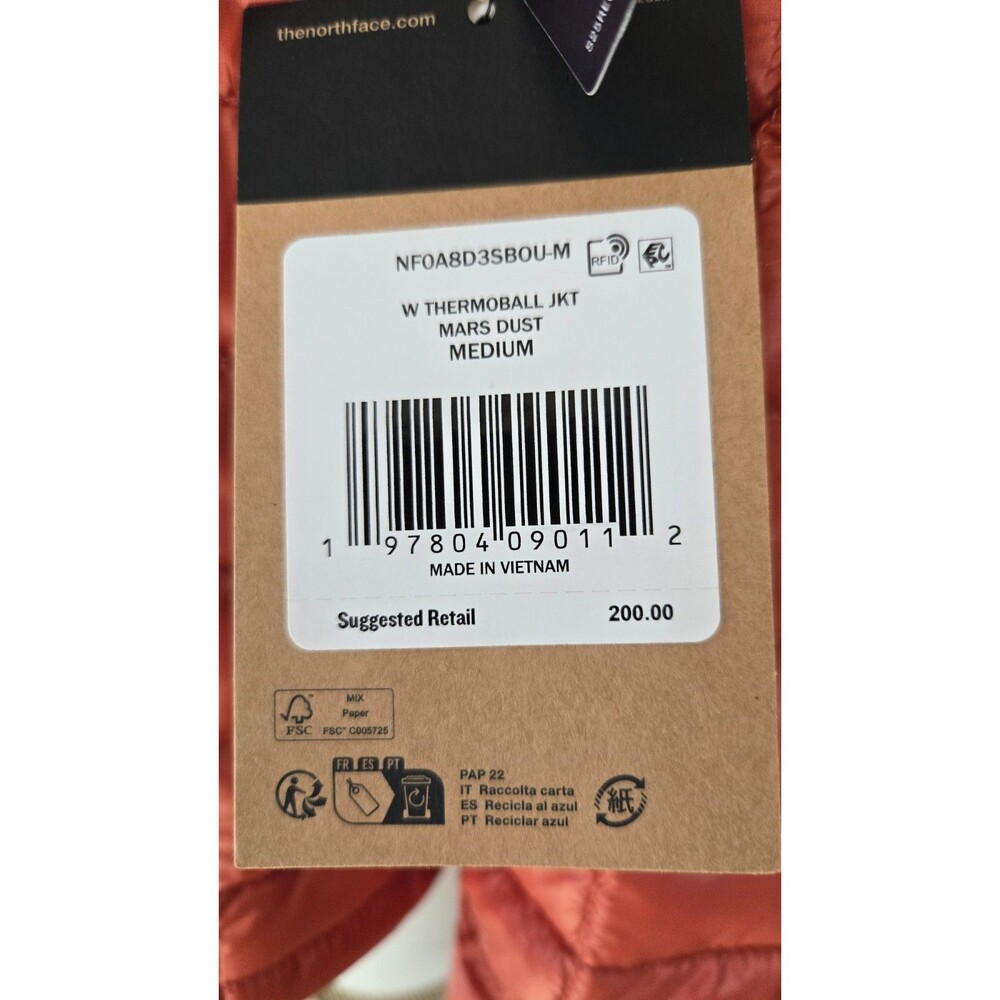 The North Face Womens Thermoball Puffer Jacket Medium Mars Dust Lightweight  NWT - Picture 3 of 14